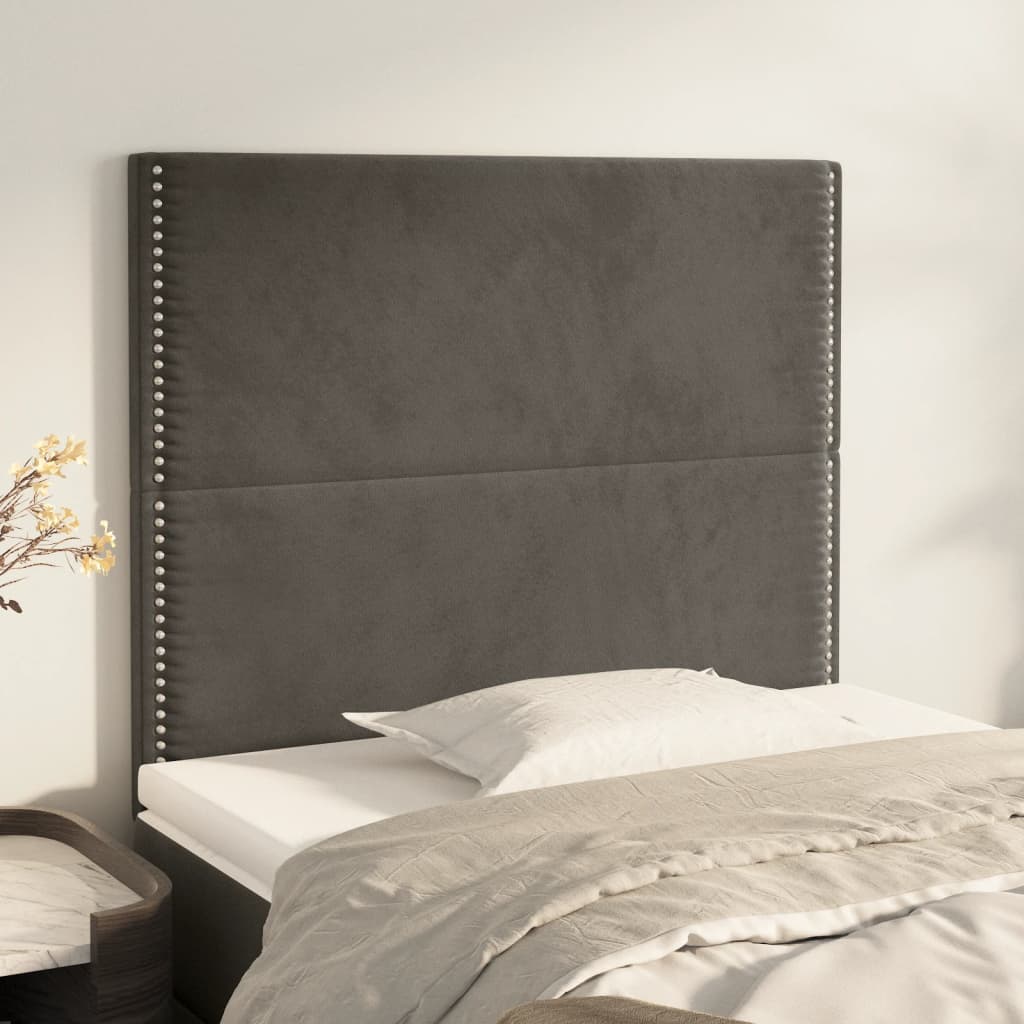 2 unidades cabecero，cabecero de cama，panel de cabeceras de terciopelo gris oscuro 100x5x78/88 cm cfw64755