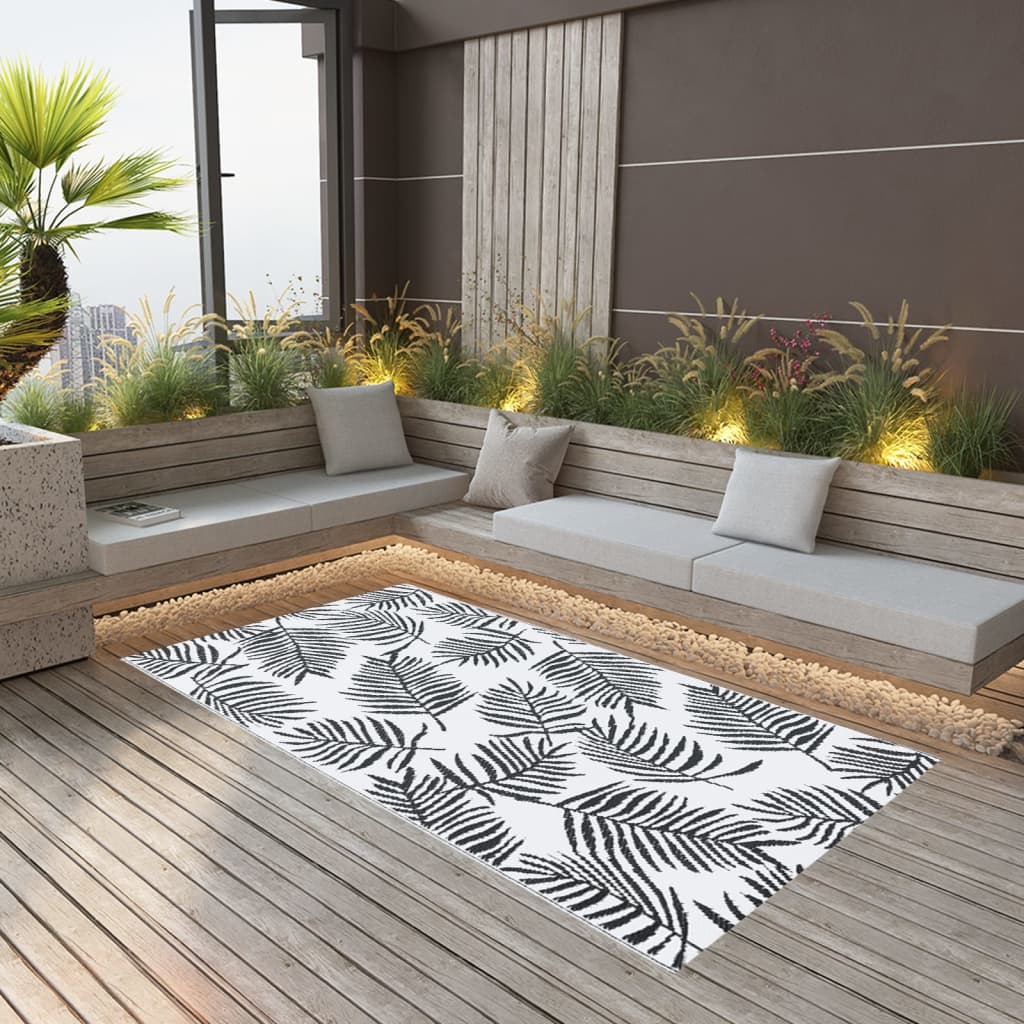 Alfombra de exterior | alfombra de jardín pp blanco y negro 120x180 cm cfw723816