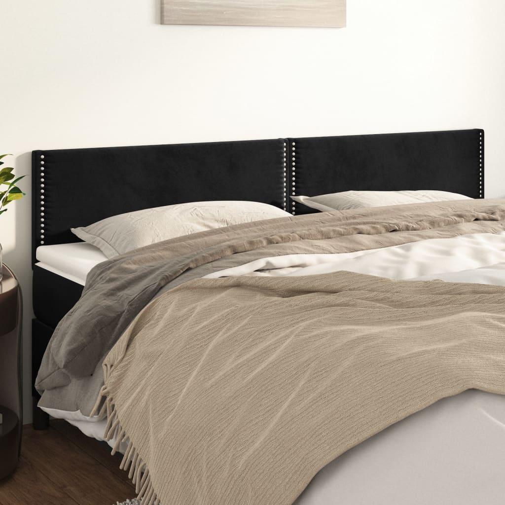 2 unidades cabecero，cabecero de cama，panel de cabeceras de terciopelo negro 100x5x78/88 cm cfw35496