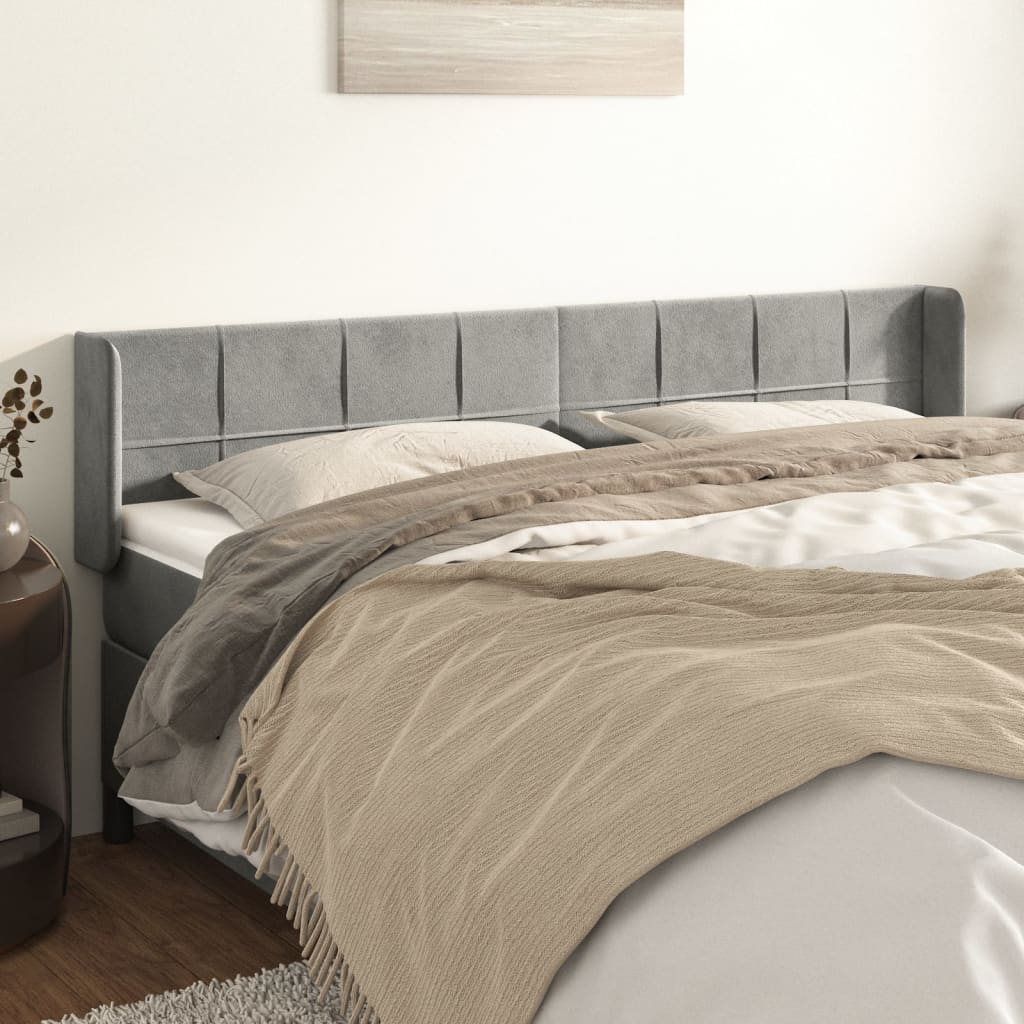 Cabecero，cabecero de cama，panel de cabecera de terciopelo gris claro 203x16x78/88 cm cfw79377