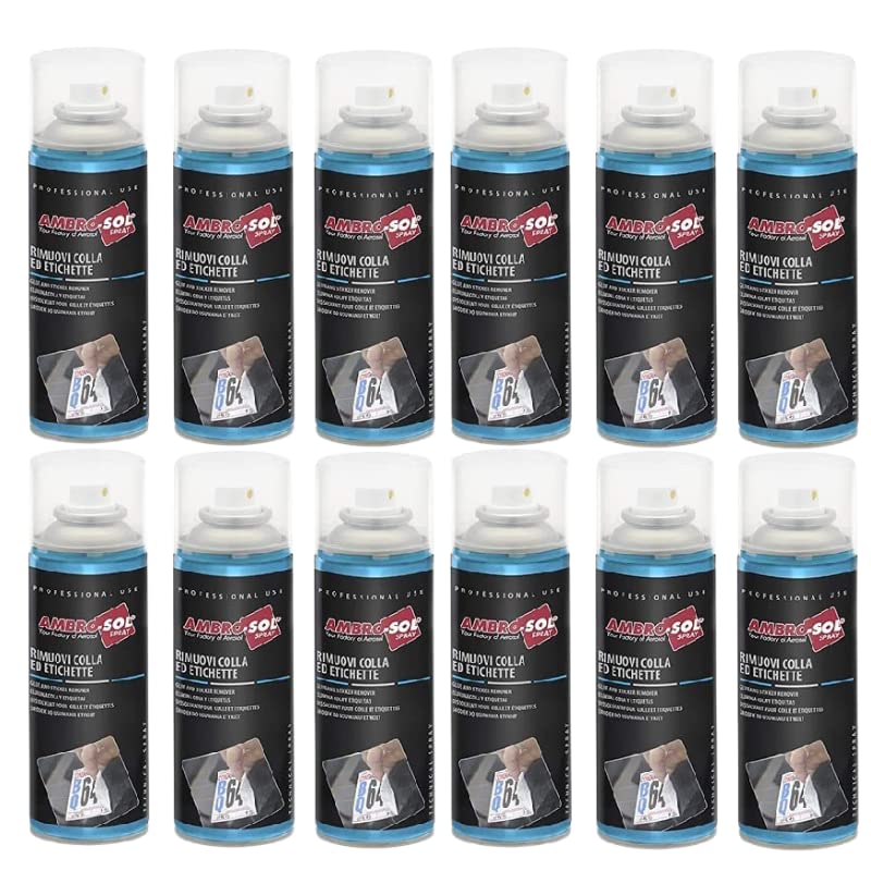 Spray rimuovi etichette colla e adesivi - Bomboletta da 200 ml - 12 Pezzi