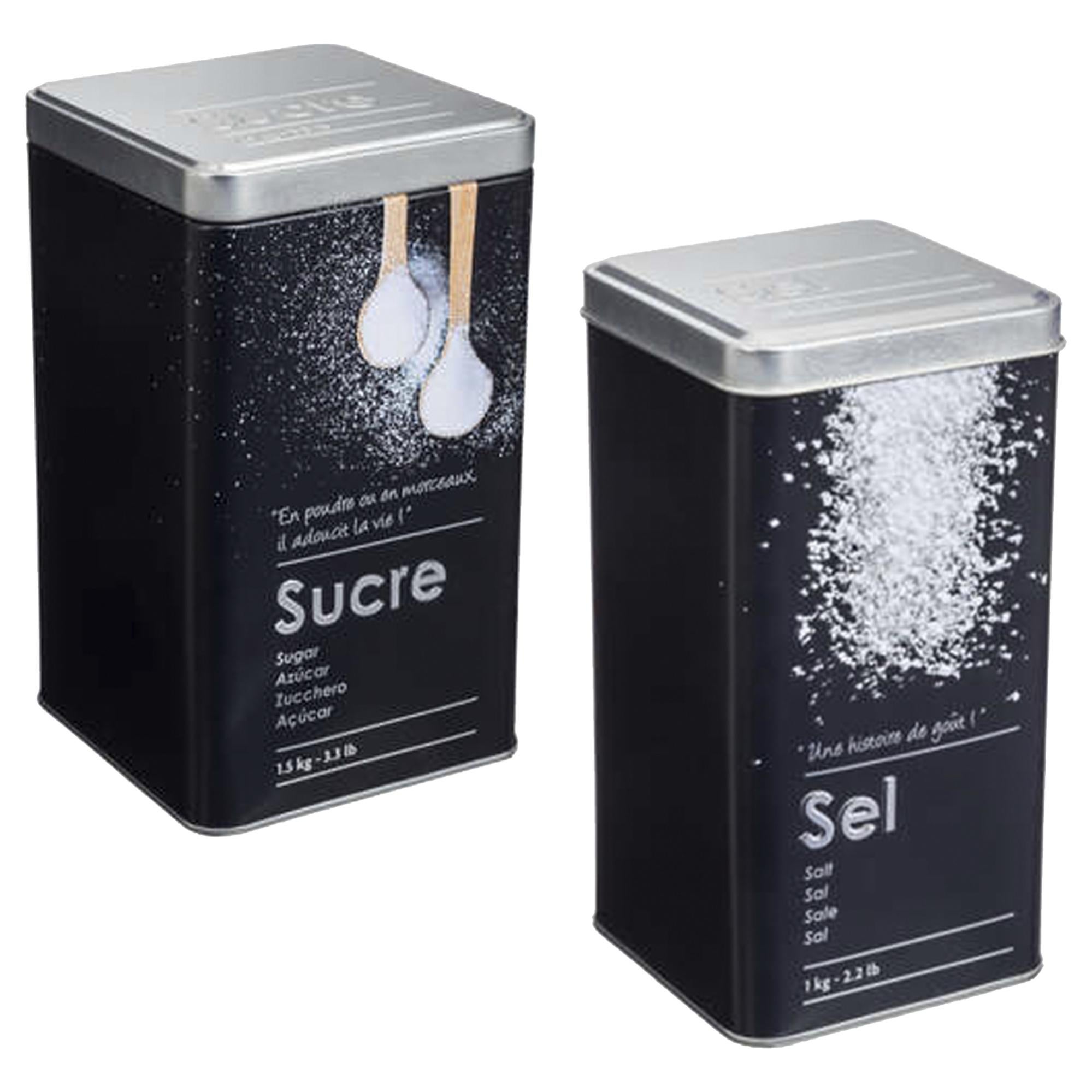 2X RÉCIPIENTS DE STOCKAGE COULEUR NOIRE : RÉCIPIENT POUR LE SUCRE ...