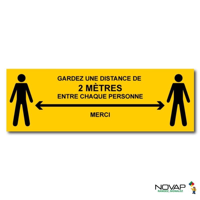Panneau Distance de sécurité 2m - Jaune - spécial sol - 450x150 mm ...
