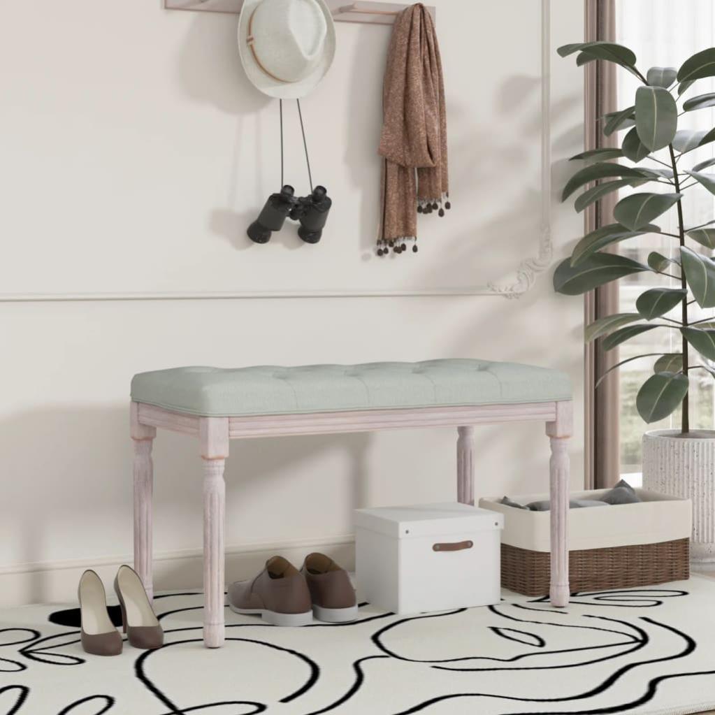 Banc Salon Rembourré 150x40x48 Cm - Bois Massif & Tissu Lin - Style Antique - Gris Foncé - Capacité 110 Kg