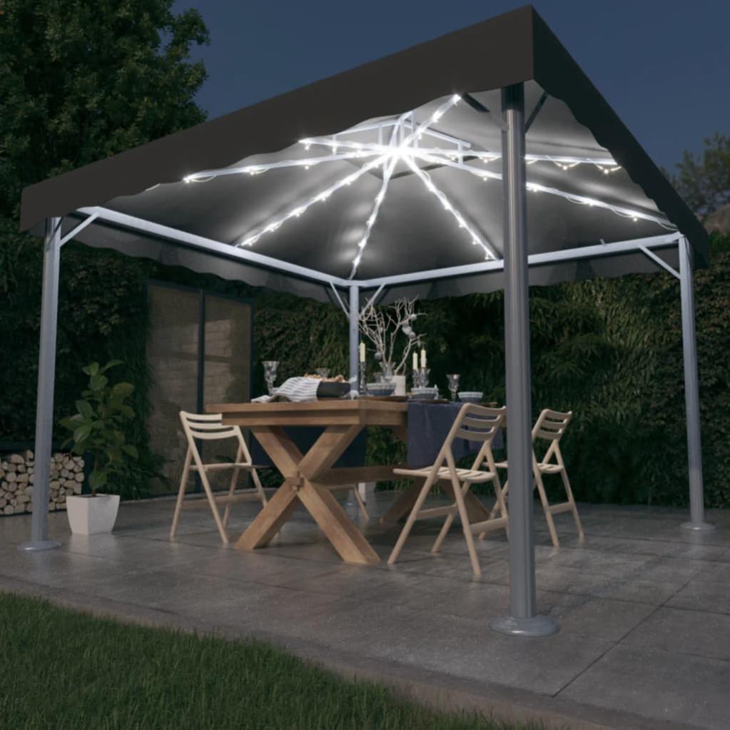 Gazebo Da Giardino 3x3x2,65 M Con Rete Antizanzare – Antracite, Struttura In Acciaio, Impermeabile E Anti UV, Per Esterni