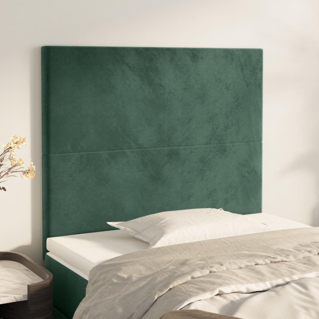 2 unidades cabecero，cabecero de cama，panel de cabeceras de terciopelo verde oscuro 80x5x78/88 cm cfw21345