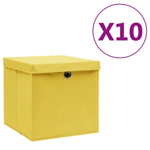 Boite de Rangement Evy 31x31cm Jaune Moutarde pas cher 