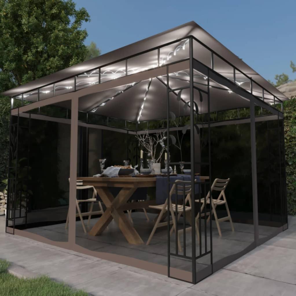 Grand Patio Gazebo Da Esterno 3x4 M Con Zanzariere E Tende - Struttura In Alluminio E Acciaio - Copertura UV Impermeabile Per Giardino - 4