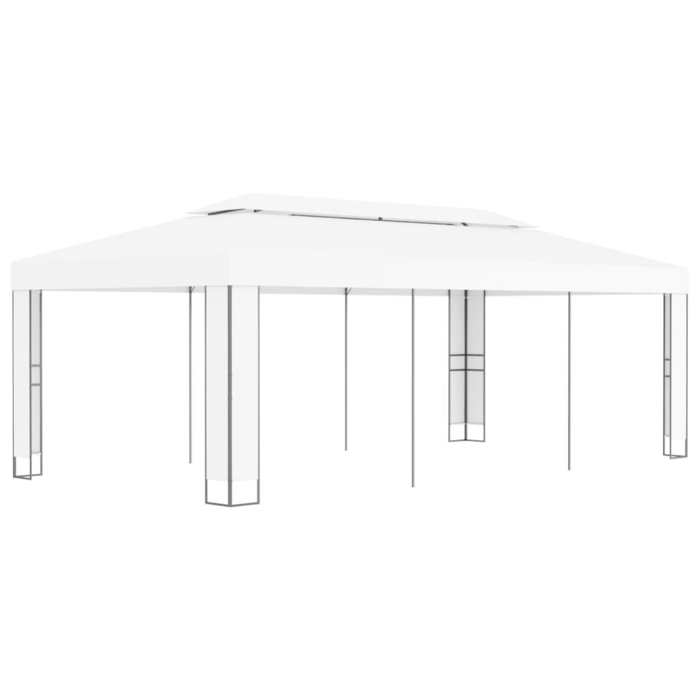 Gazebo da Giardino Gazebo da Esterno con Tetto Doppio 3x6 m Bianco
