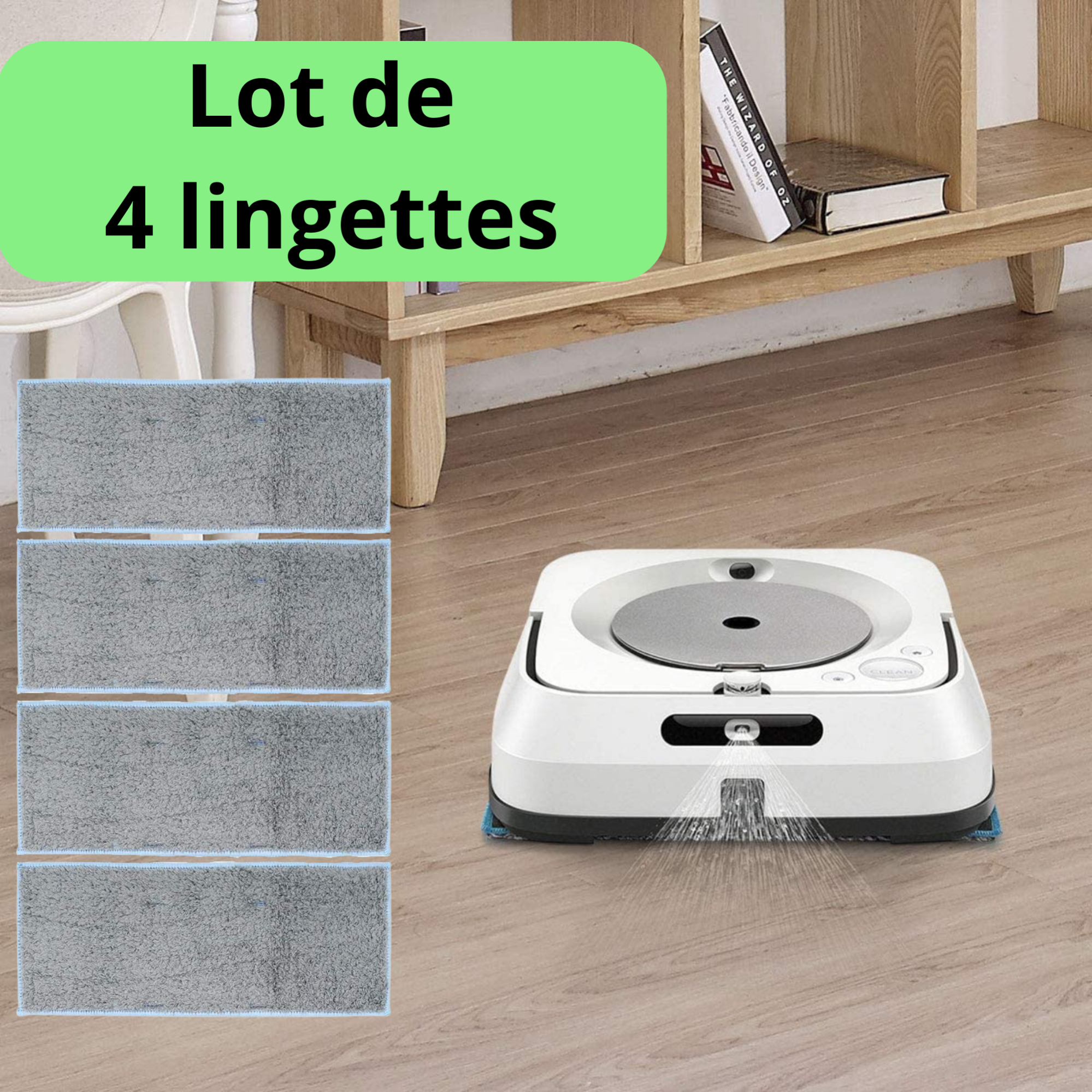 Lot 4 Lingettes pour robot Braava Jet M6 serpillère lavable réutilisable - 5