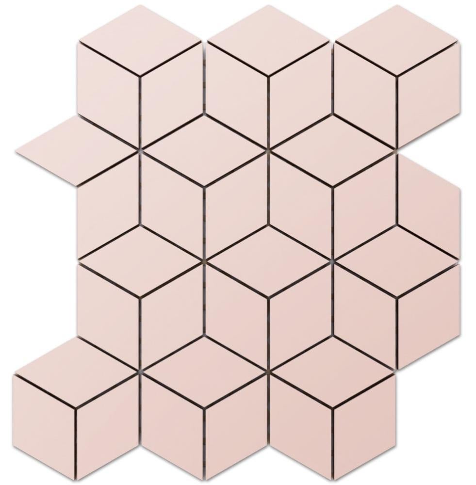 Mosaico Rosa Mosaico su rete in gres per bagno o cucina 26.5x30.5cm - Pink Diamond ...