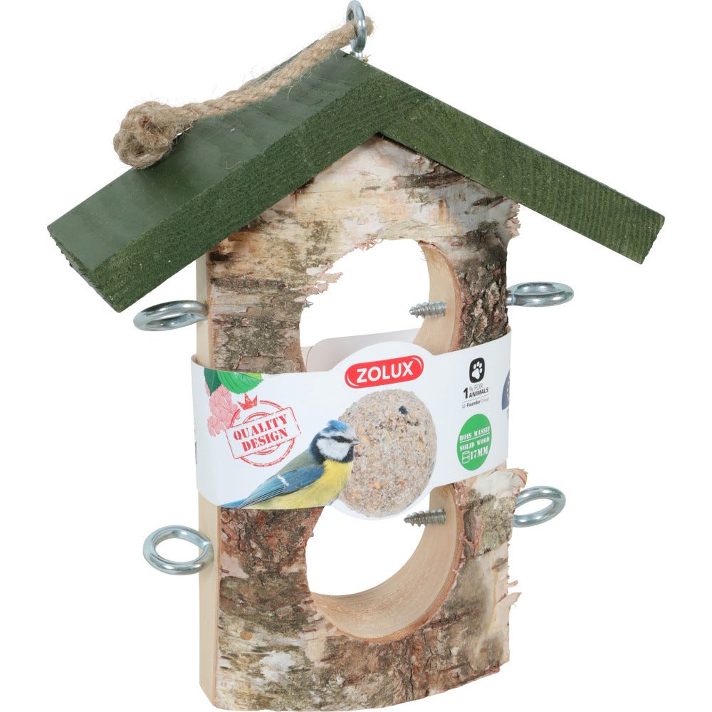 Zolux -Support 2 Boules de graisse en bois massif pour oiseaux