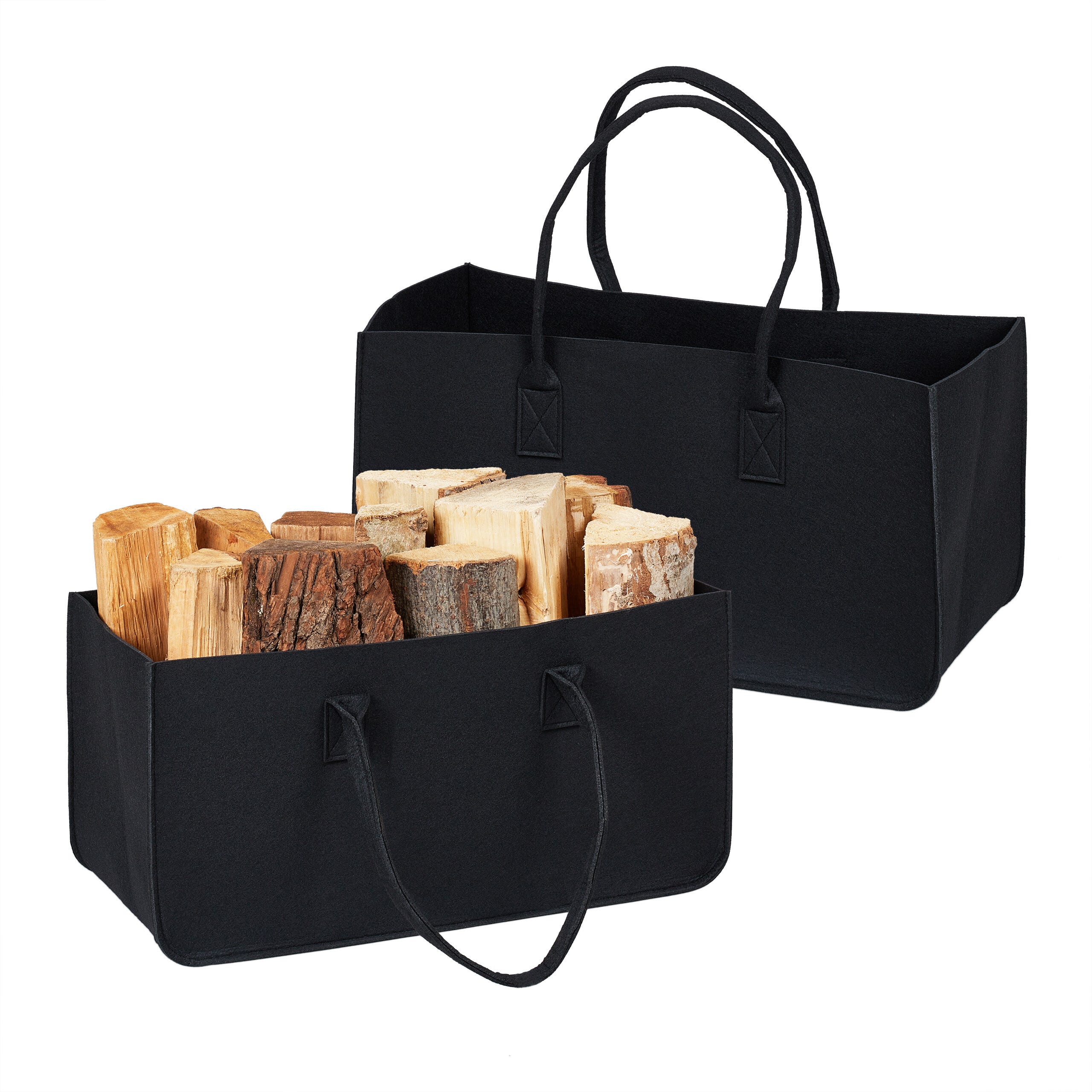 Panier de rangement en feutre pour bûches de bois de chauffage, sac de  transport pour bois