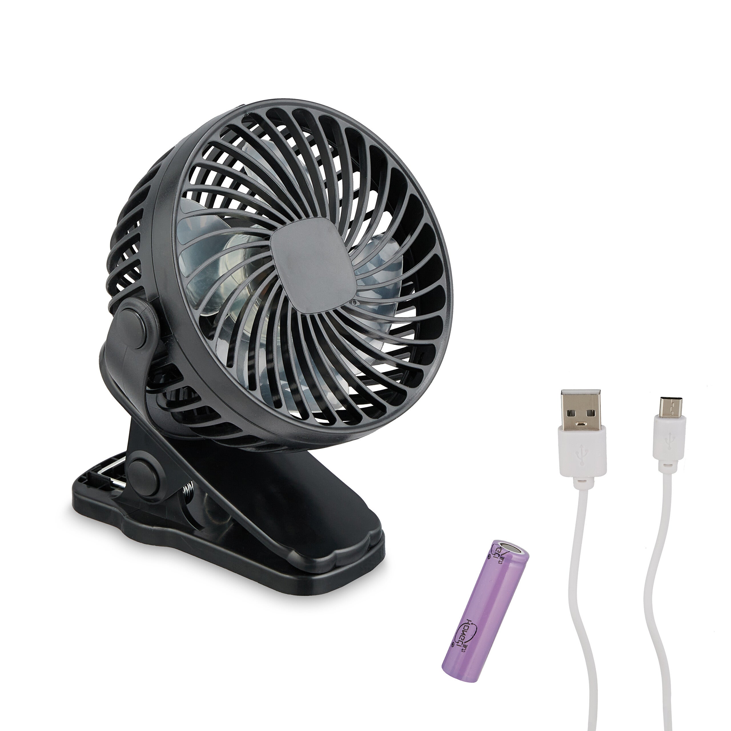 Fan Ventilateur a pince sans fil - Rechargable USB à 3 Vitesses à