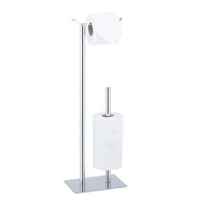 Piantana 80 cm in acciaio bianco con portascopino e portarotolo WC linea  Key B