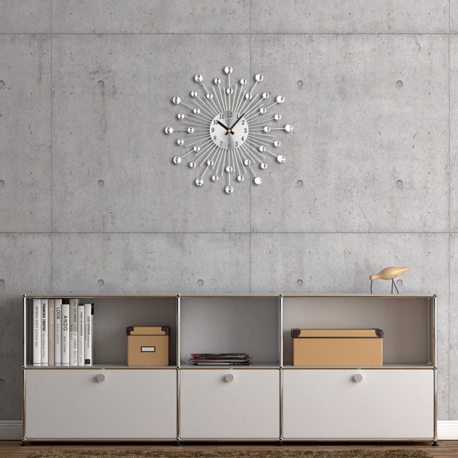 Relaxdays Horloge murale moderne, fonctionne avec une pile, diamètre 30 cm,  pour salle de bain ou cuisine, gris/blanc