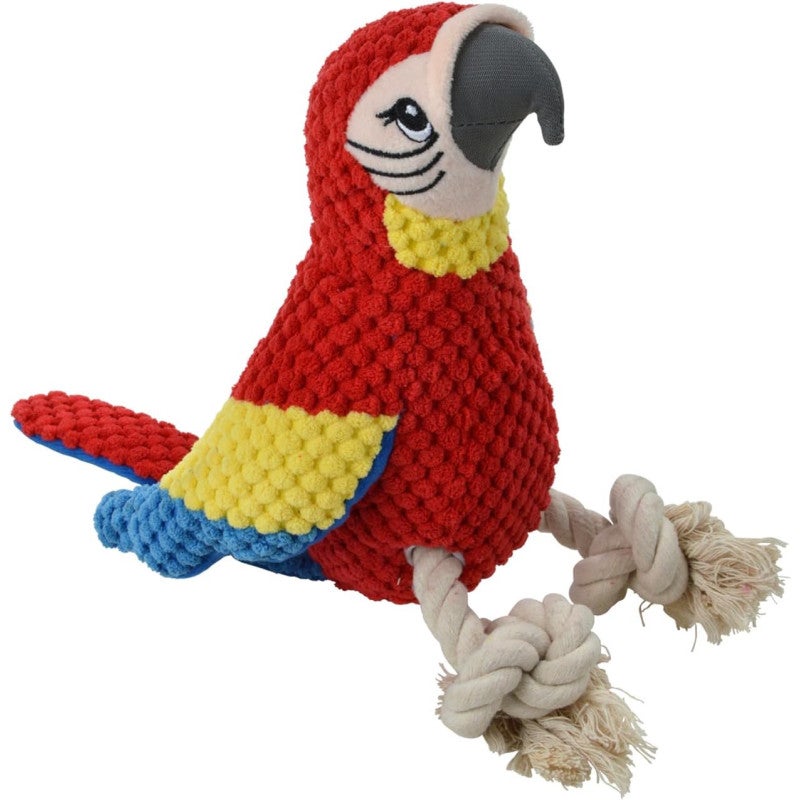 Jouet peluche sonore perroquet pour animaux - Rouge - H 33 cm