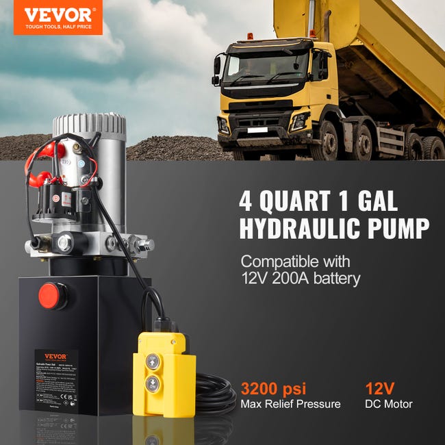 Pompe Hydraulique Simple Effet - VEVOR - 12V - 4L - Pompe pour