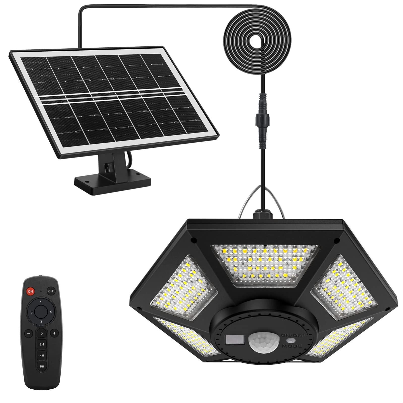 Lampe de jardin, suspension solaire à double tête, lampe solaire d'extérieur et d'intérieur à 60