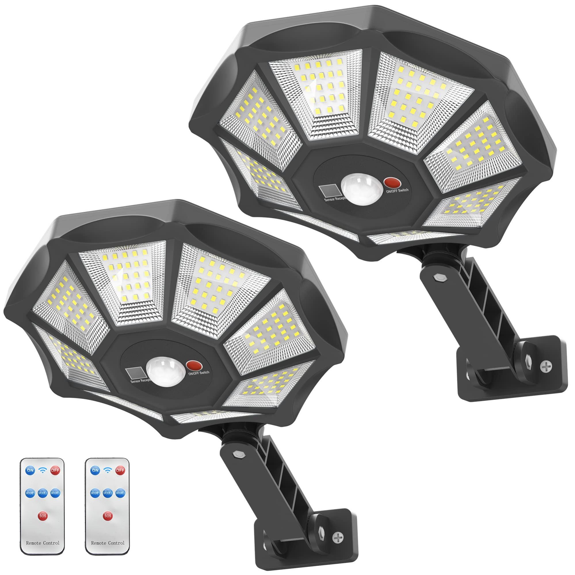 Lot De 2 Lampes Solaires Extérieures 105 LED - Détecteur Mouvement IP65, Applique Murale Jardin Avec Câble 5m