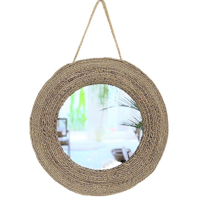 Espejo decorativo redondo natural con cuerda D.60 cm