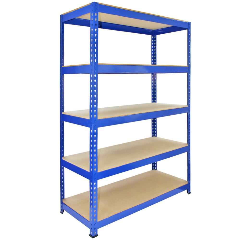 Étagère Atelier 5 Niveaux En Acier - 120x182x50cm - Capacité 1000kg - Montage Sans Boulons, Maillet Offert - Bleu