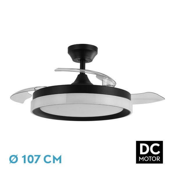 ZENIT DC Ventilatore a Led Nero con Memoria e Telecomando FABRILAMP