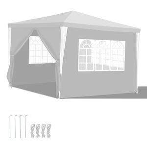 3x3m Pavillon blanc avec panneaux latéraux amovibles pliables