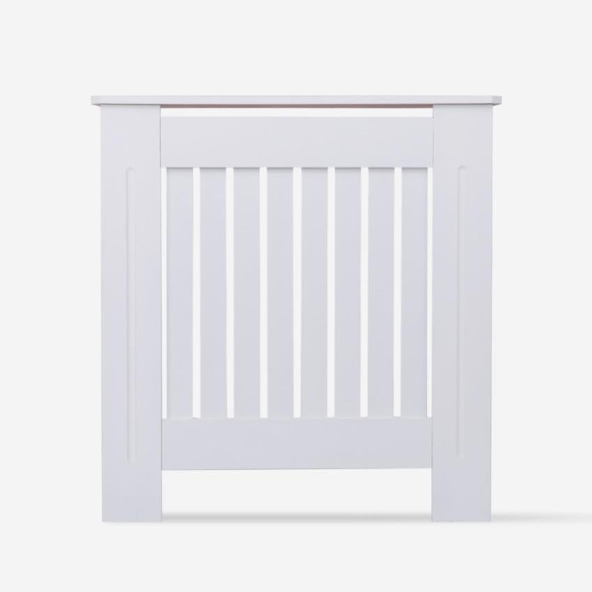Cubierta Para Radiador Elegante En Diseño De Lamas Con Repisa Y Resistente Mdf 152 5 X 19 X 82 Cm Blanco Tectake 93897982
