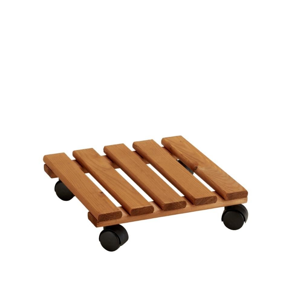 Porte Plante Carré à Roulettes WERKA - 30x30 Cm, Bois Sapin, 25 Kg Charge, Déplacement Facile