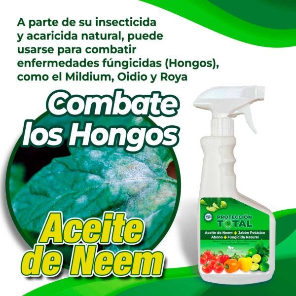 Jabón Potásico,Aceite de Neem y Abono Natural,(750ml),Protección,Prevención  y Curación de Enfermedades Fúngicas e Insectos Dañinos en Plantas