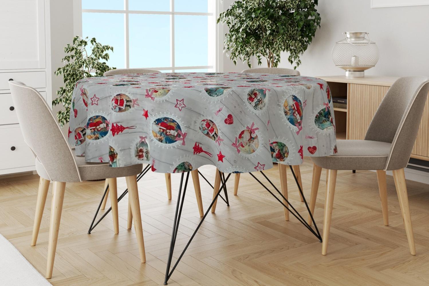 ANRO Tovaglia Cerata Natalizia Con Albero Di Natale – 140x140 Cm, Rotonda, In PVC Lavabile, Idrorepellente E Antimacchia, Per Tavolo Da Giardino E Cucina