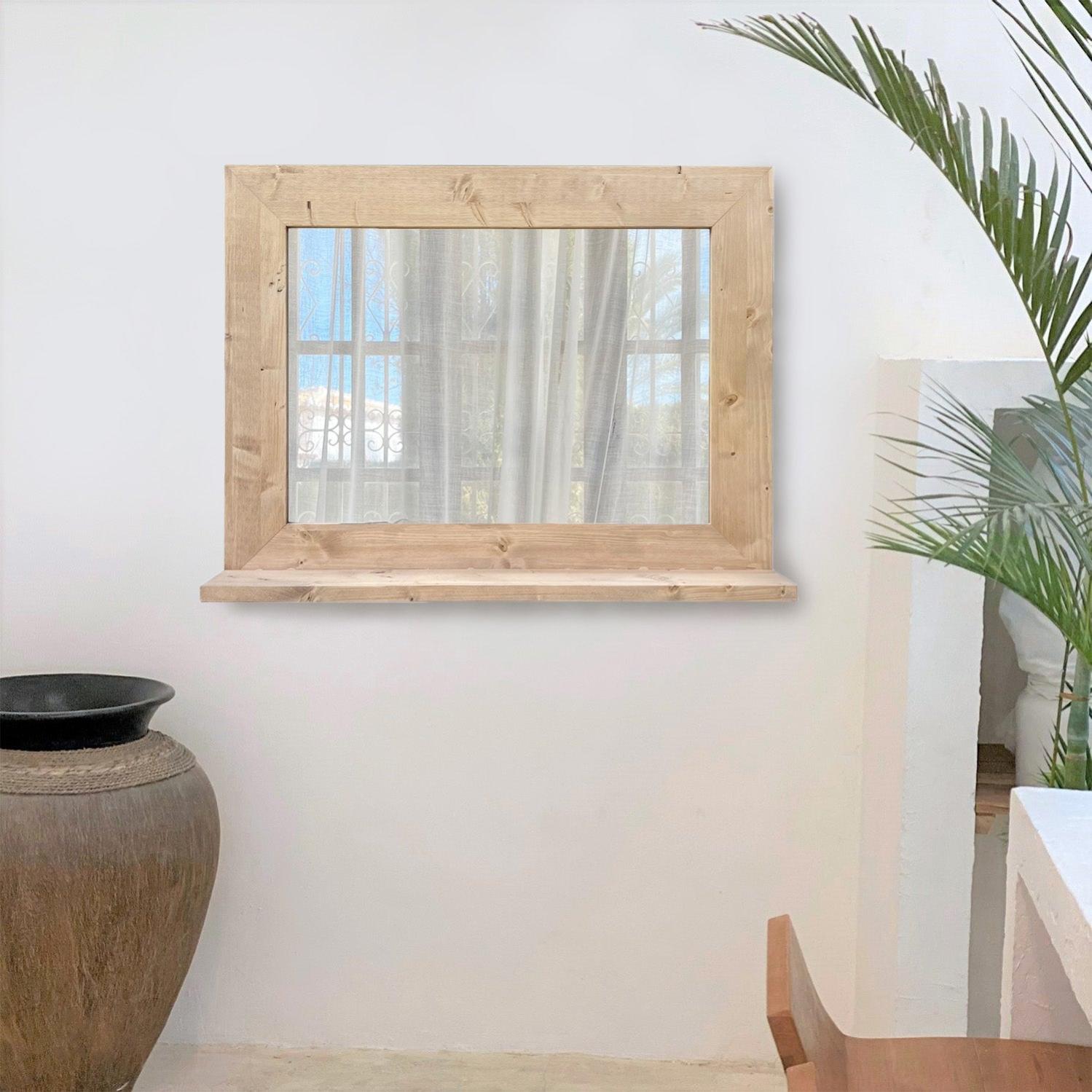 Specchio da parete in legno rustico per soggiorno, stile vintage