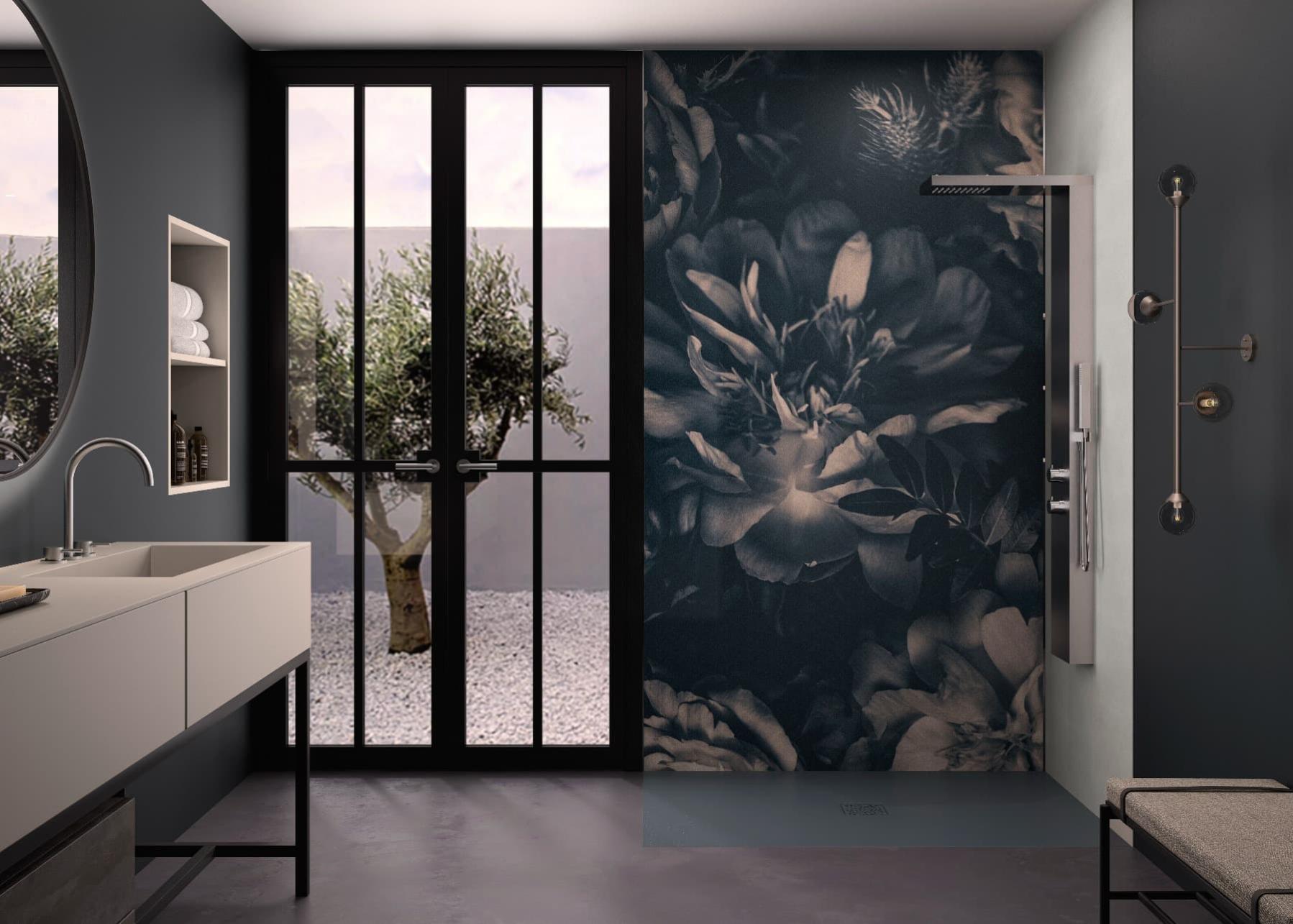 Panneau mural pour salle de bain Kinéwall Design 3 mm 125x250 floral