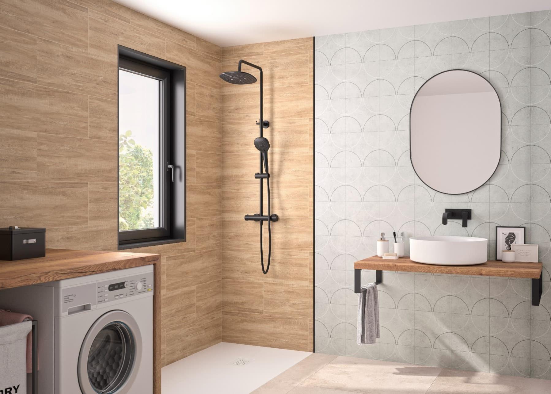 Panneau mural pour salle de bain Kinéwall Design 3 mm 125x202 ciment