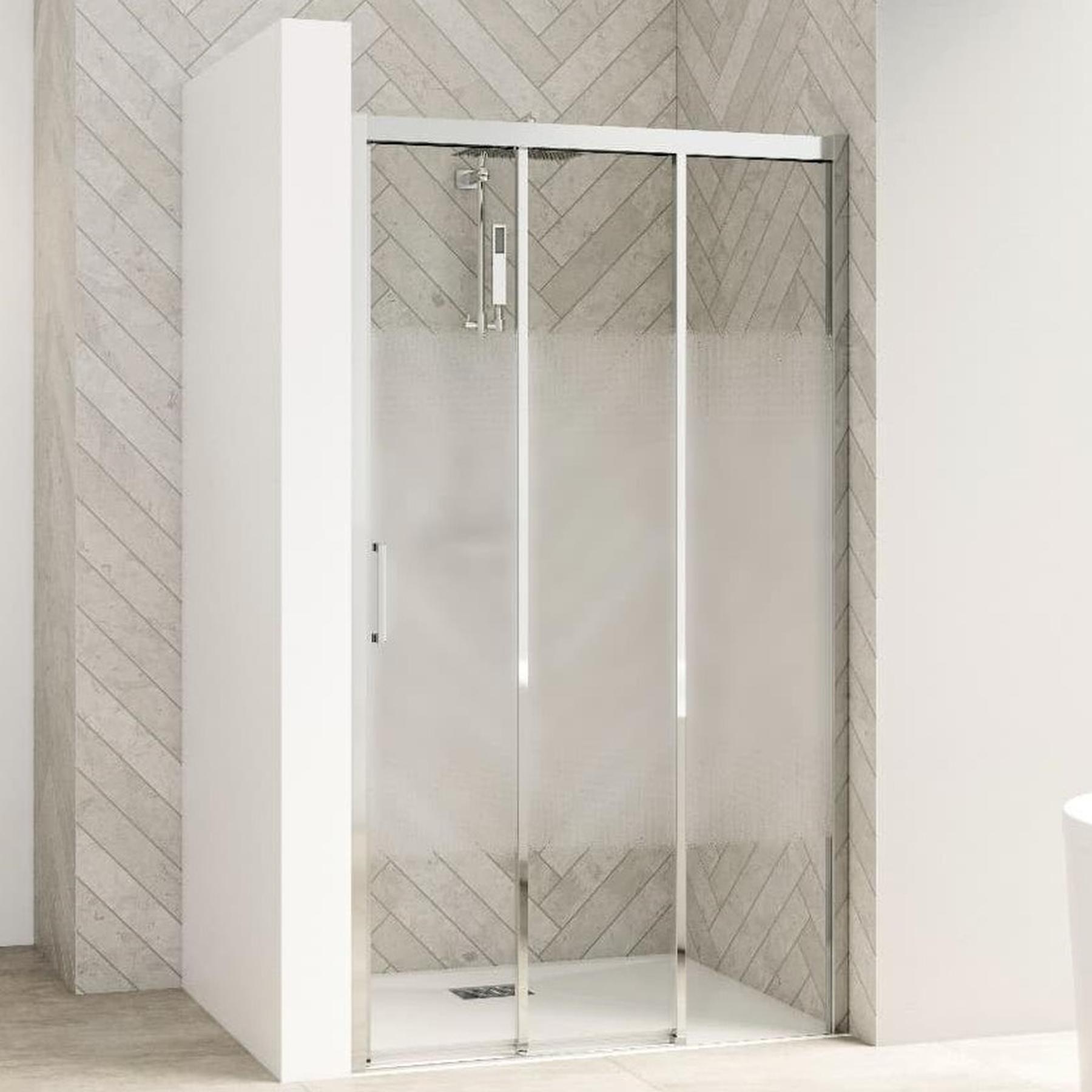 Parois de douche SMART DESIGN coulissant 167 180cm profilé blanc avec