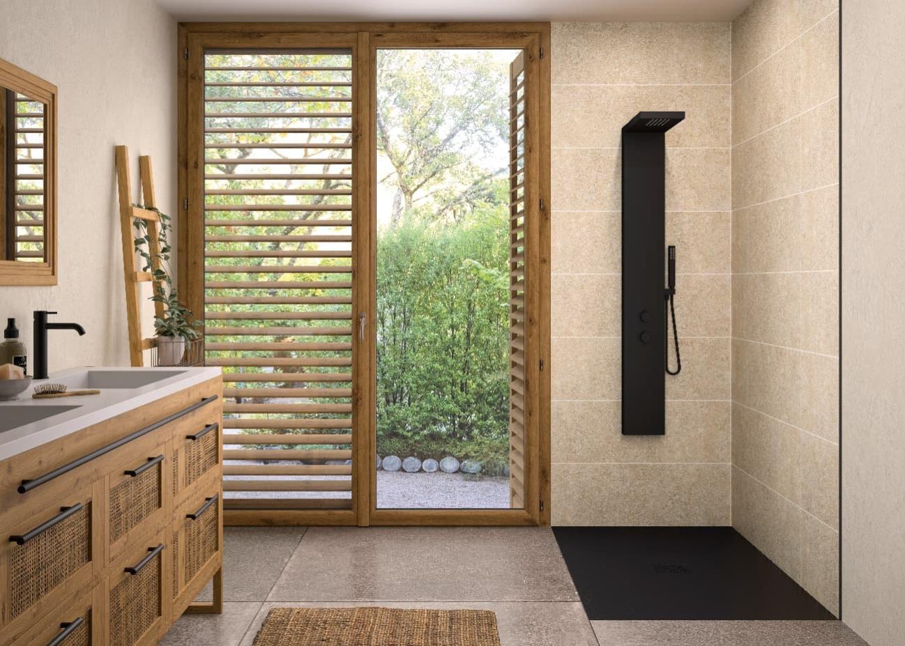 Panneau mural pour salle de bain Kinéwall Design 3 mm 125x202 travertin