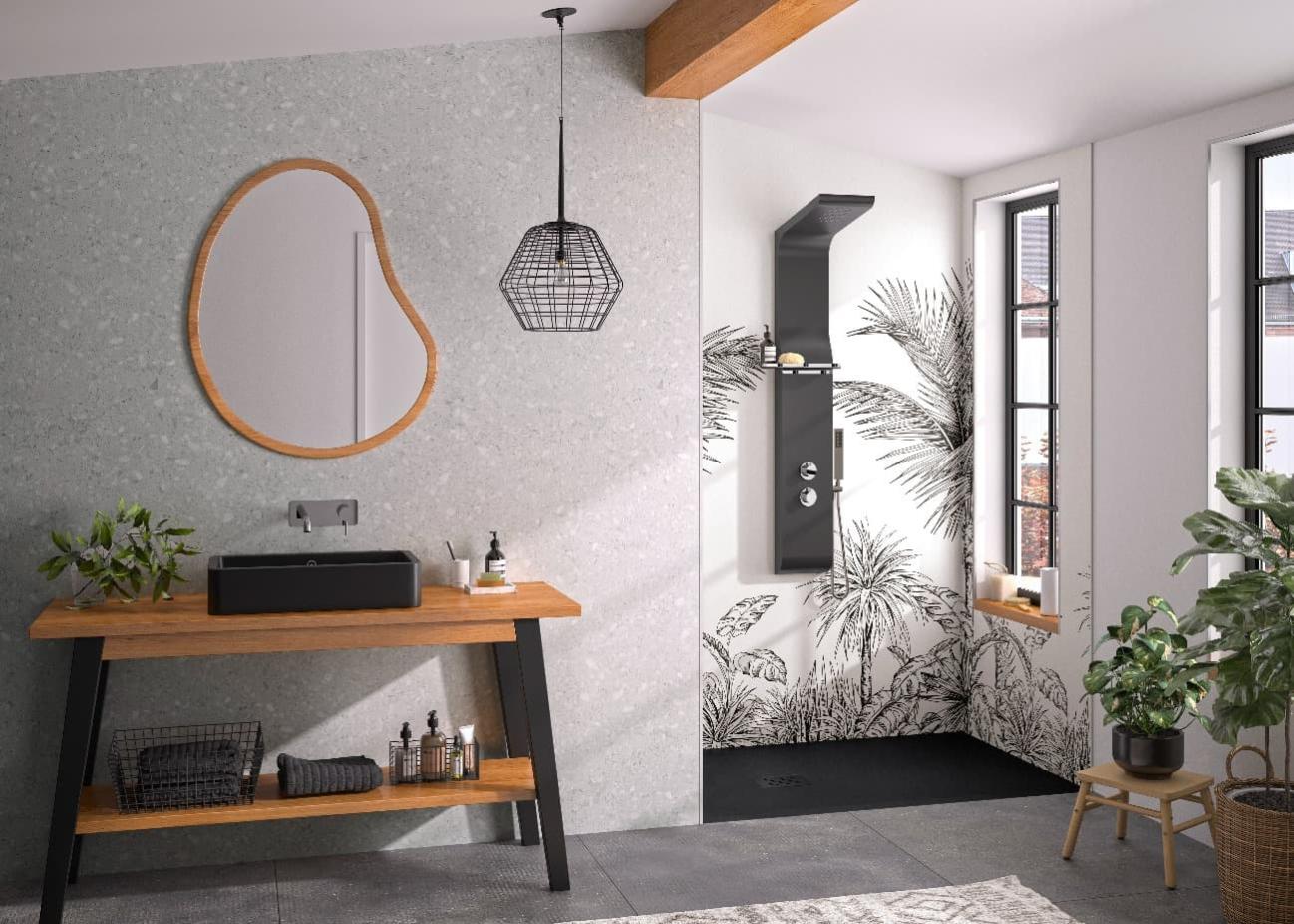 Panneau mural pour salle de bain Kinéwall Design 3 mm 150x202 terrazzo