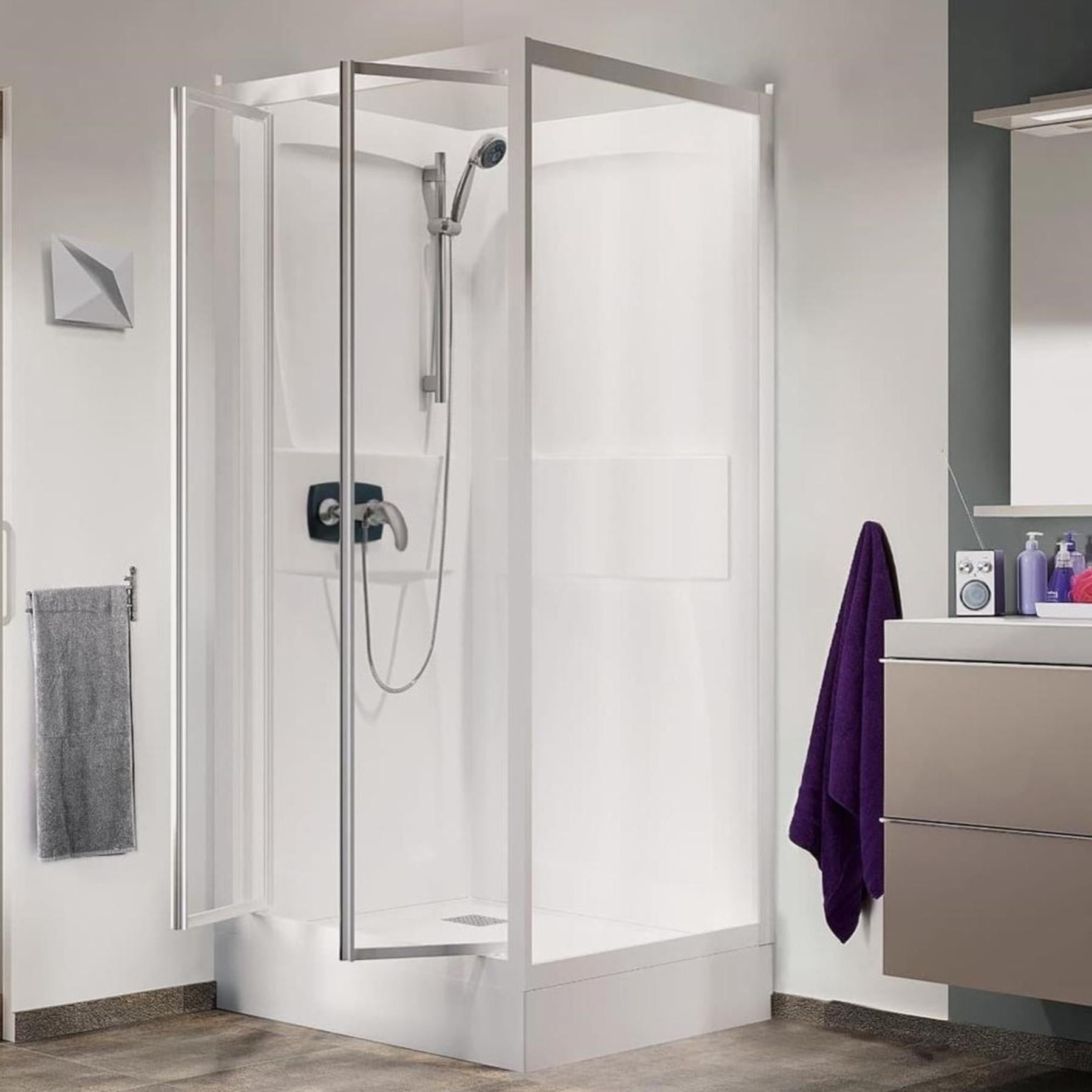 Cabine de douche en angle KINEPRIME gamme PRO Kinedo receveur 100x80