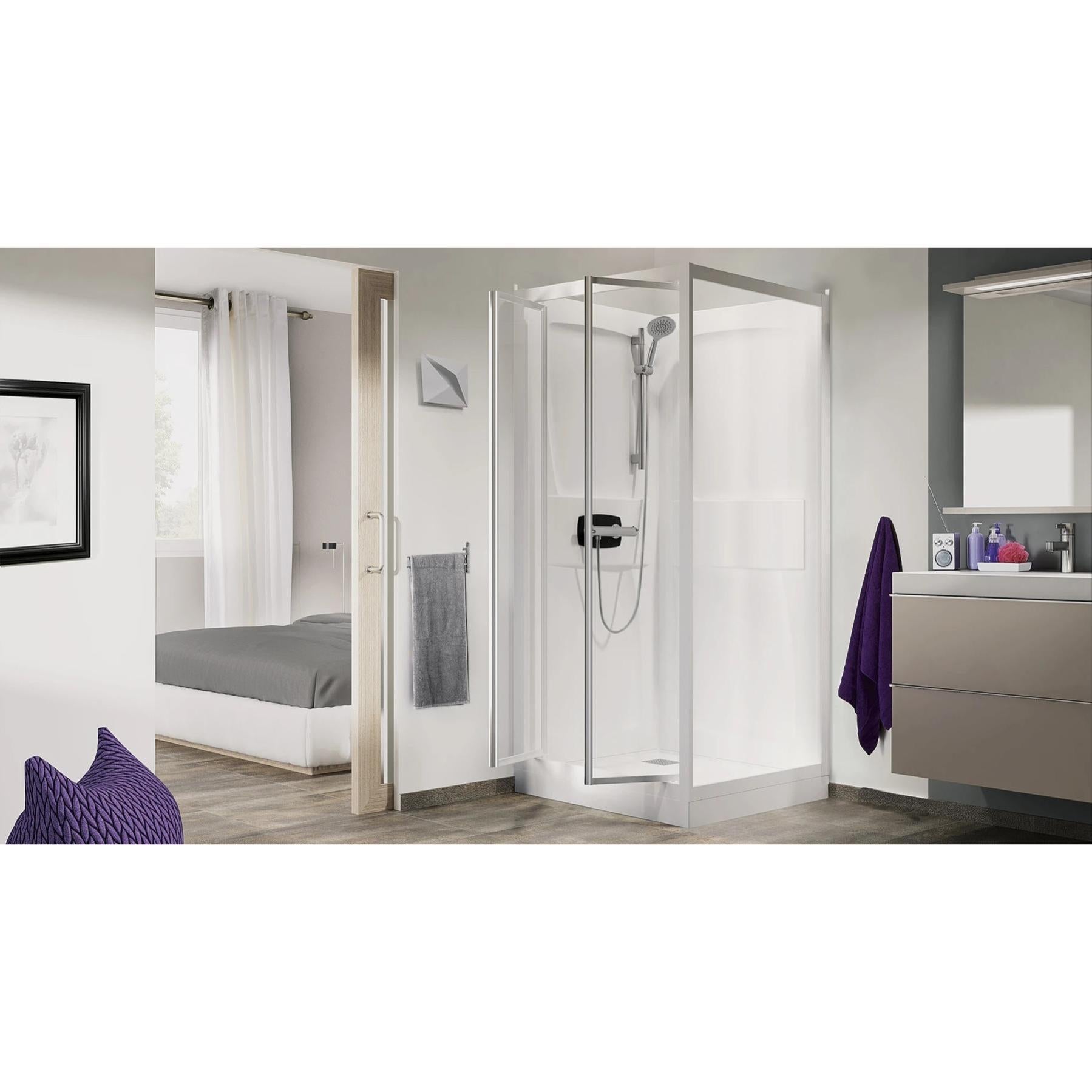 Parois Cabine De Douche Pivotante Verre Transparent H 185 Mod Sintesi Duo 1 Portillon 3219268