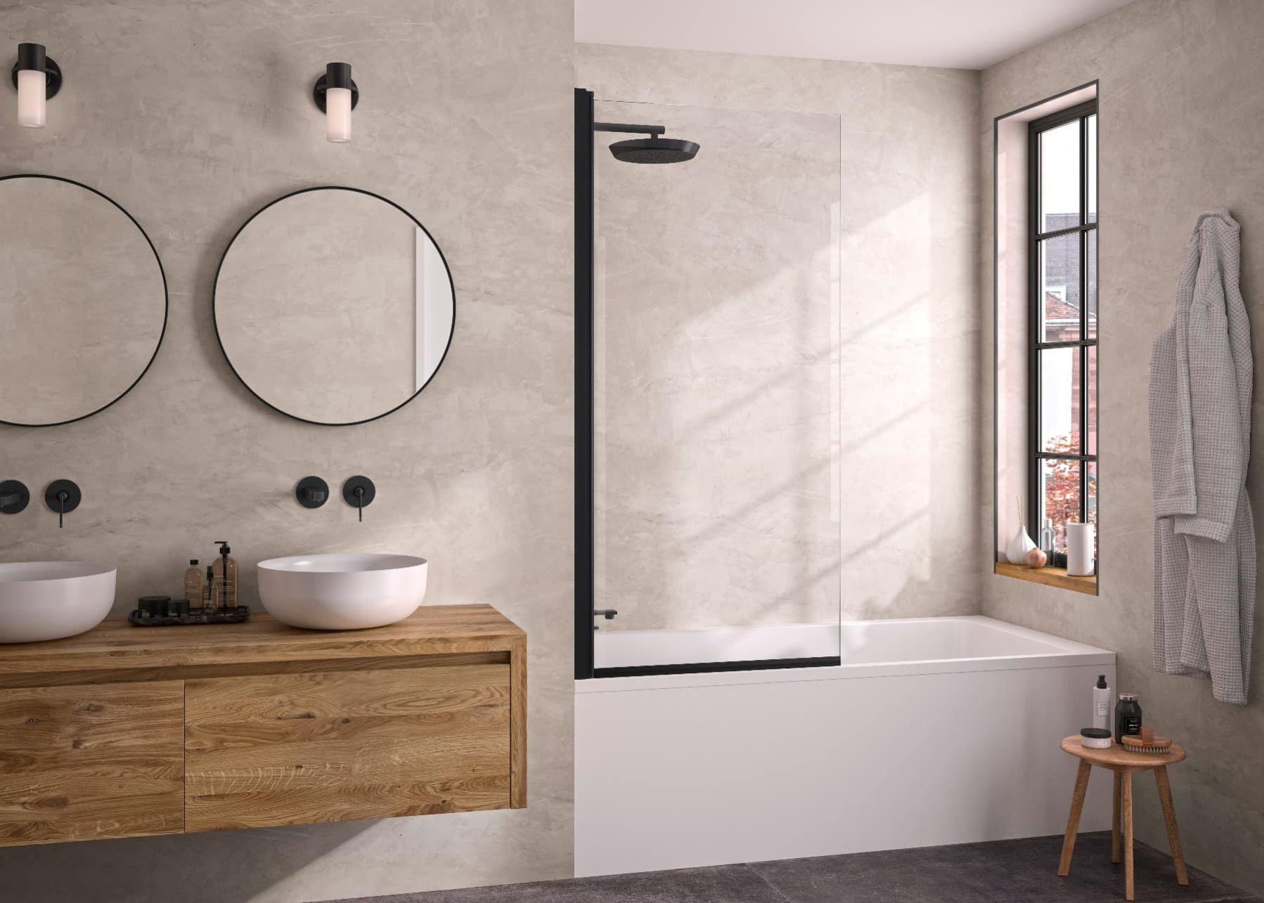 Panneau mural pour salle de bain Kinéwall Design 3 mm 150x250 tadelakt