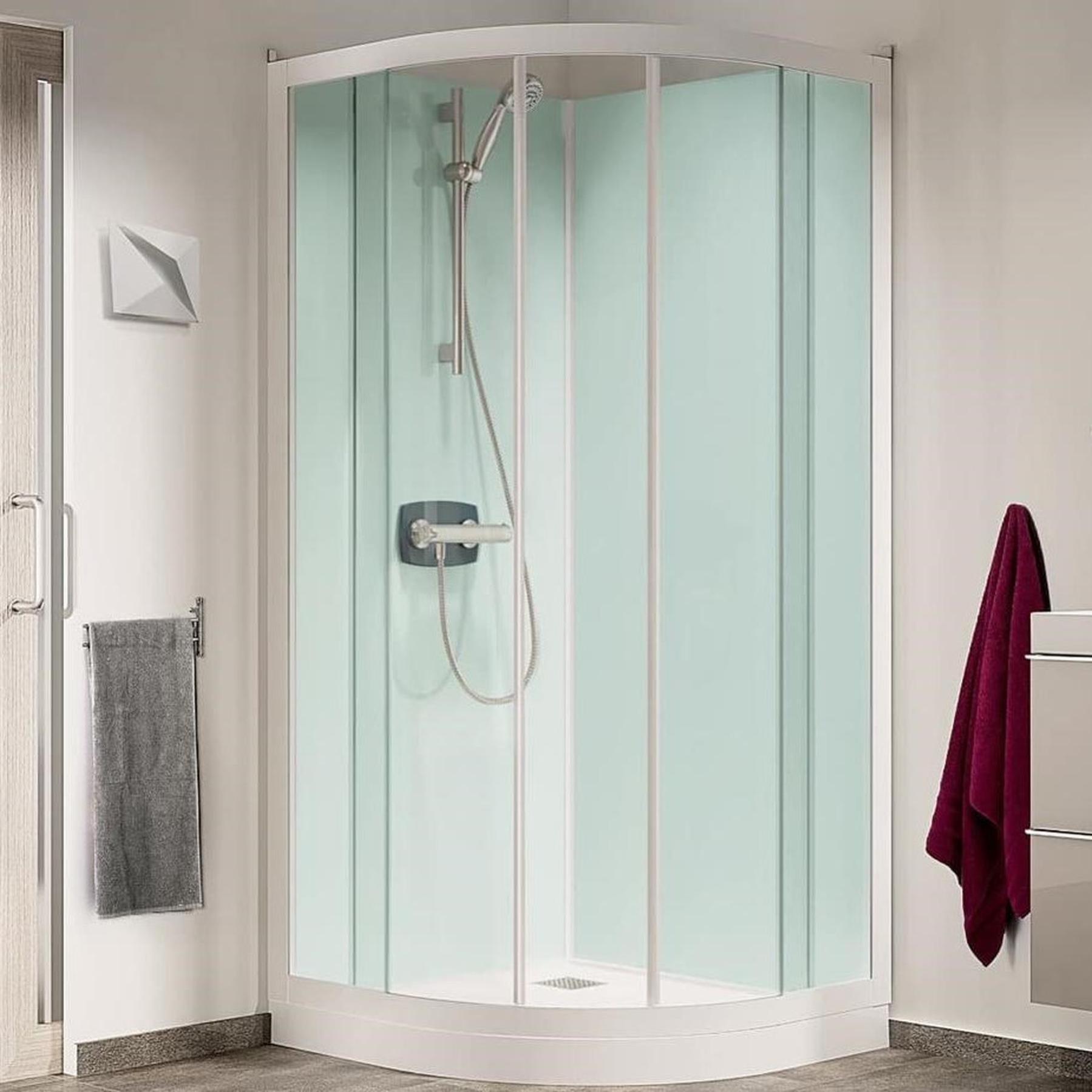 Cabine de douche Kinedo Glass 90x90 1/4 de rond H de bac 9 cm TH