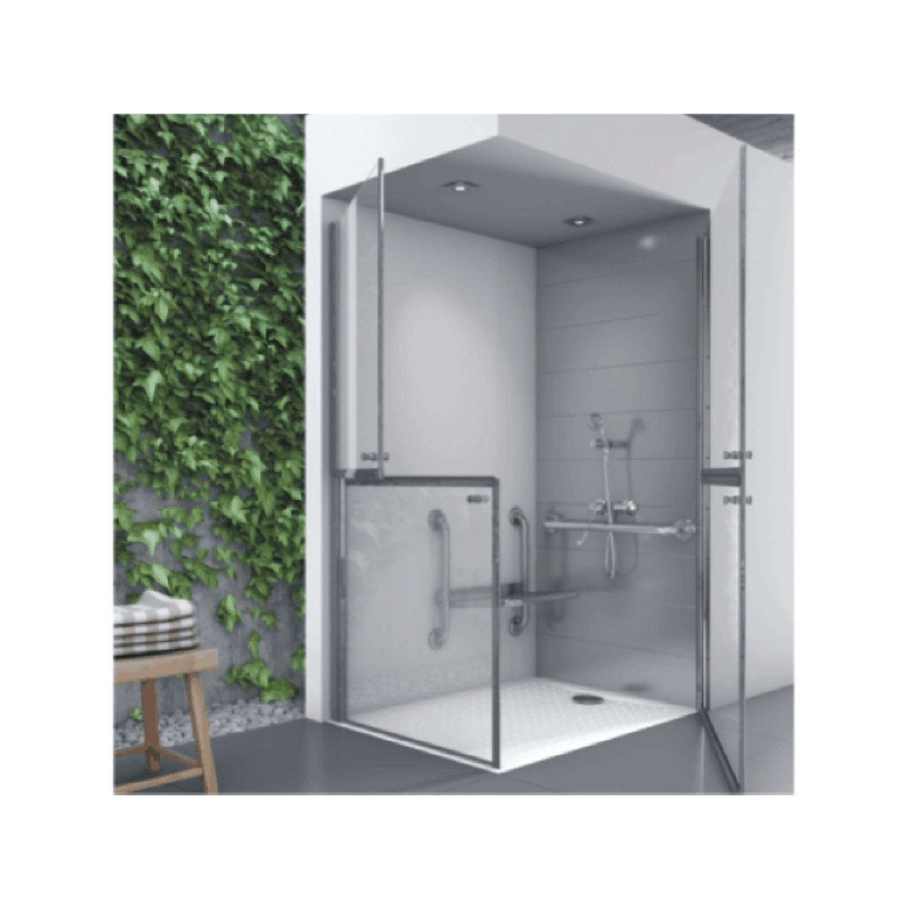 Porte de douche PMR normes handicapé Gamme PRO SANINDUSA New WC Care