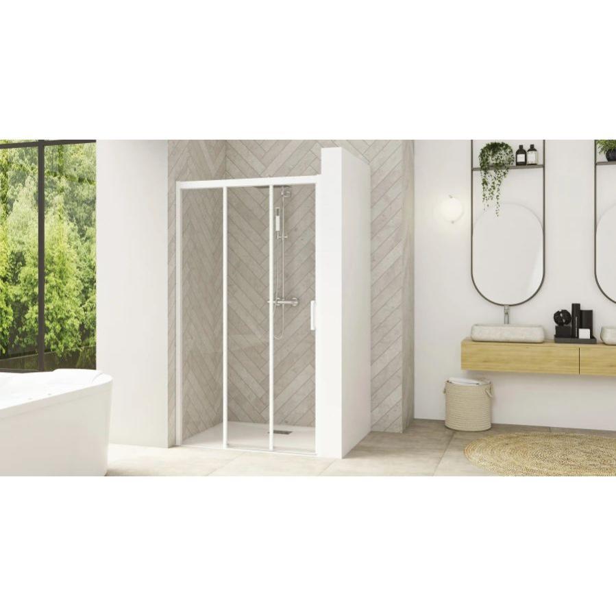Paroi de douche SMART DESIGN 3 volets/2 coulissantes 120cm profilé