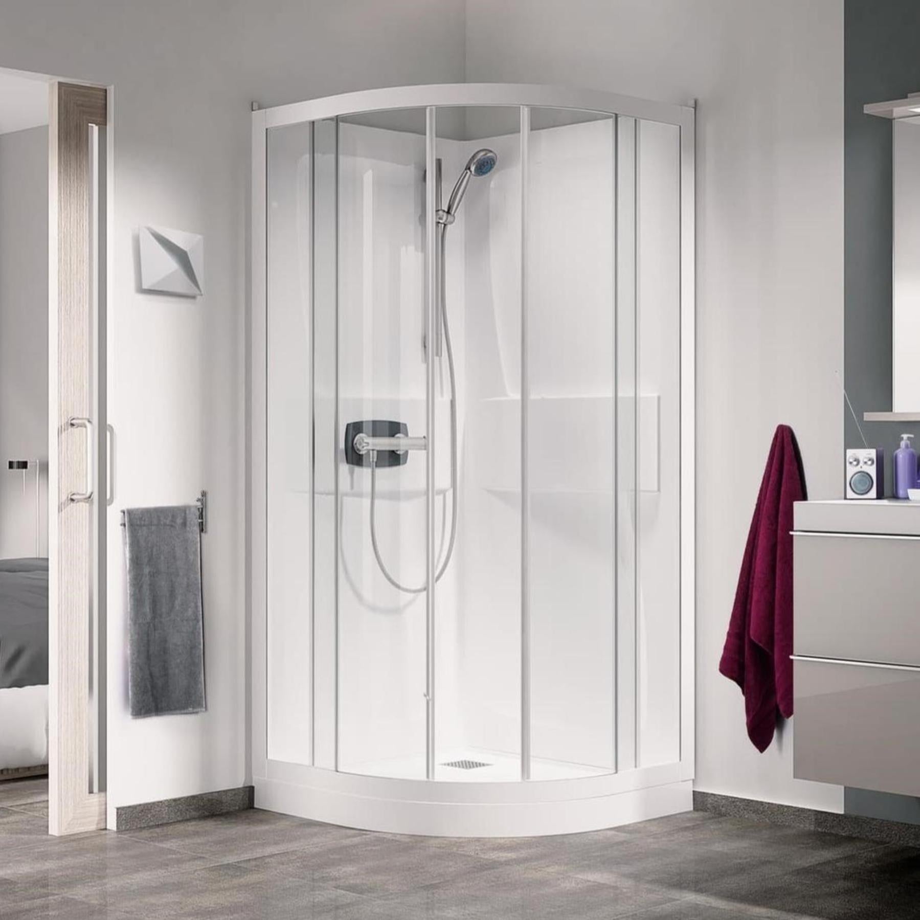 Cabine de douche Kinedo 90x90 1/4 de rond H receveur 9 cm TH Leroy Merlin