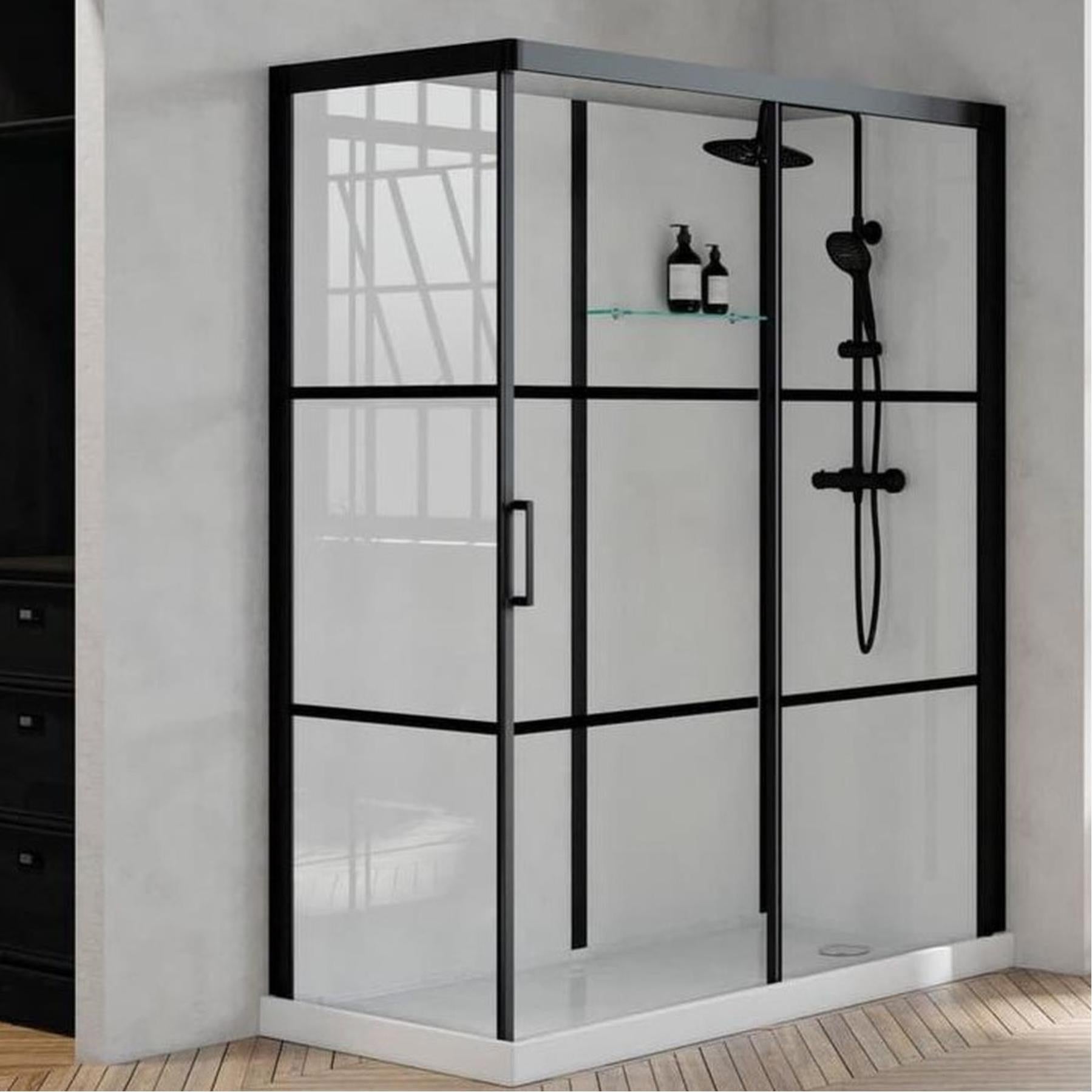 Cabine de douche Kinedo Brooklyn factory 160x80 2 bandes noires TH