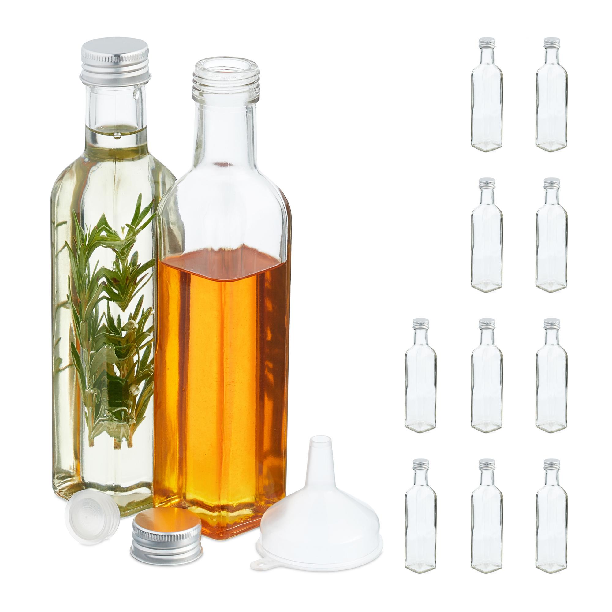 20 Bottiglie Di Vetro Da 250 Ml Con Tappo A Vite Oro PP28 – Vuote Per Liquori, Vino, Grappa, Olio – Ideali Per Decorazioni E Regali