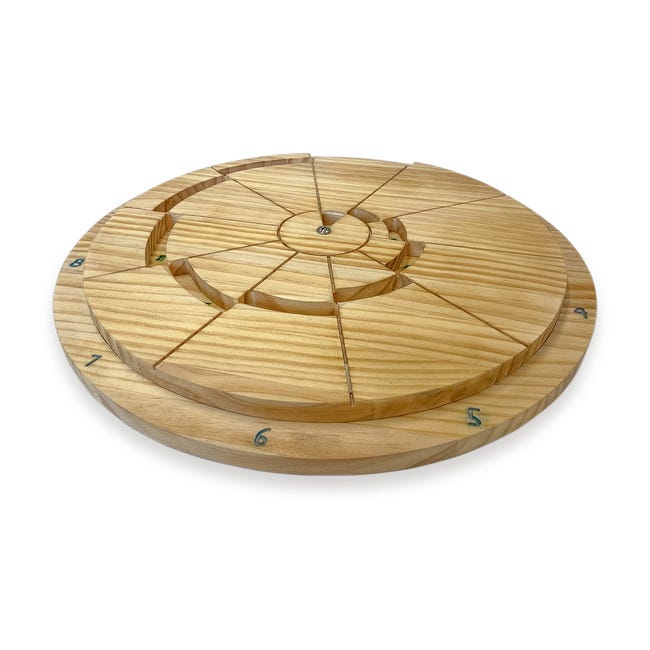 Juego didactico ruleta tabla de multiplicar 20cm de diámetro en madera  natural Box Furniture