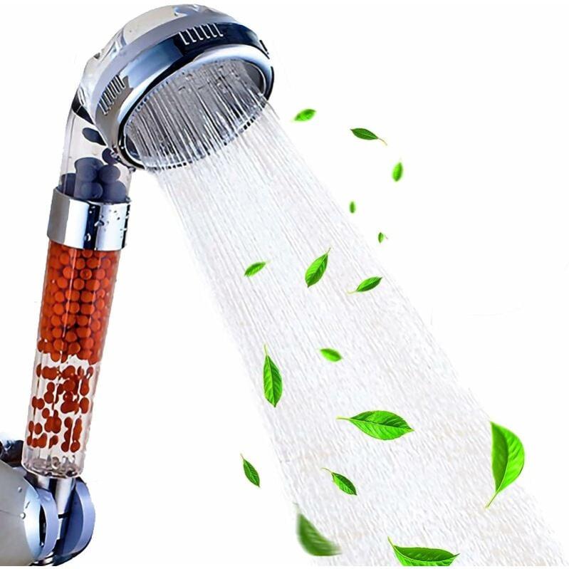 Pommeau de Douche, Pommeau de Douche Anti-Calcaire Économiseur d'Eau, Haute Pression avec 3 + 1 Modes et Filtre, Arrêt d'Eau à une Touche - ABS - Noir Mat (Noir