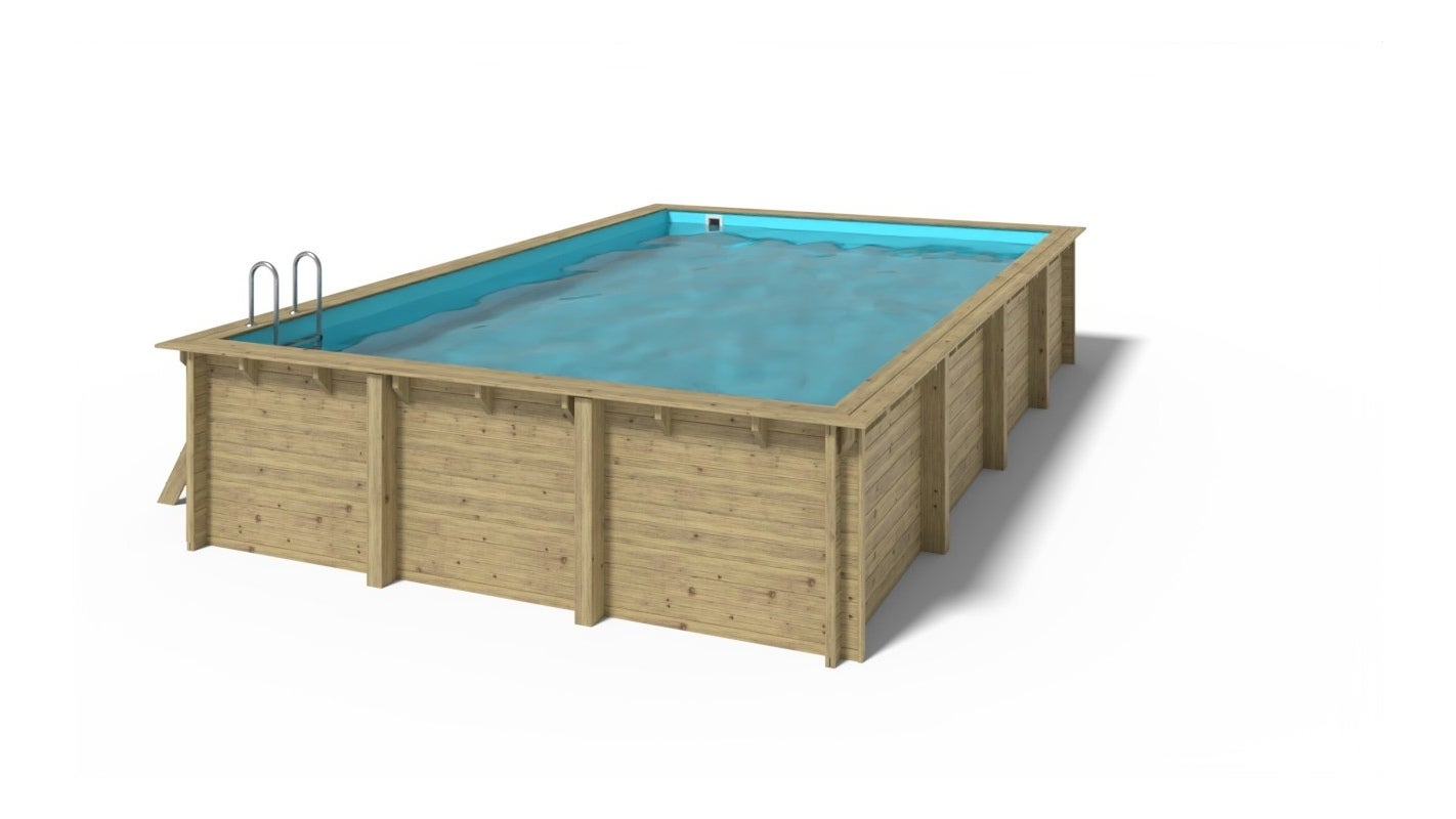 Piscine de jardin en bois - 8,20x5,20 x H.1,45m - avec filtration ...